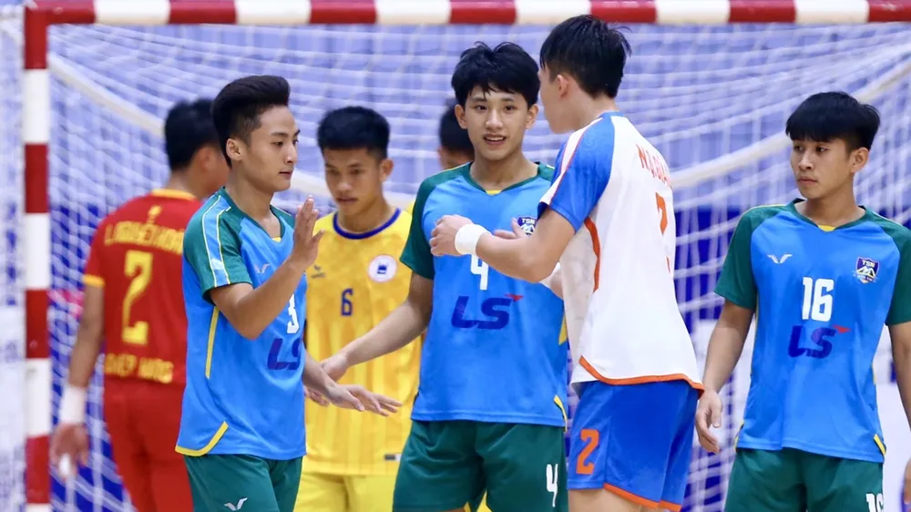 Niềm vui của U20 Thái Sơn Nam TPHCM khi góp mặt vào trận chung kết. ẢNH: TÂM HÀ 