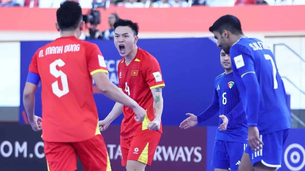 Đội tuyển futsal Việt Nam tạo ra màn lội ngược dòng ấn tượng tại trận ra quân vòng chung kết Futsal châu Á 2026. ẢNH: AFC 
