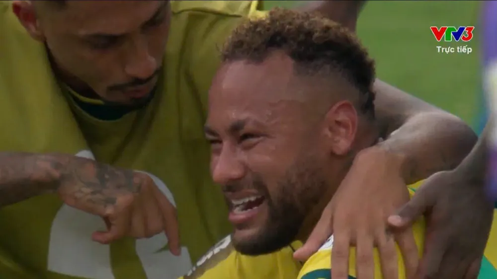 Neymar bật khóc sau khi Brazil dừng bước tại vòng 1/8 World Cup 2026. ẢNH: VTV 