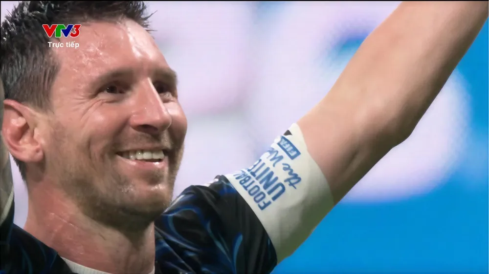 Niềm vui của Lionel Messi có khi có lần thứ 3 vào chung kết World Cup. ẢNH: CHỤP MÀN HÌNH VTV