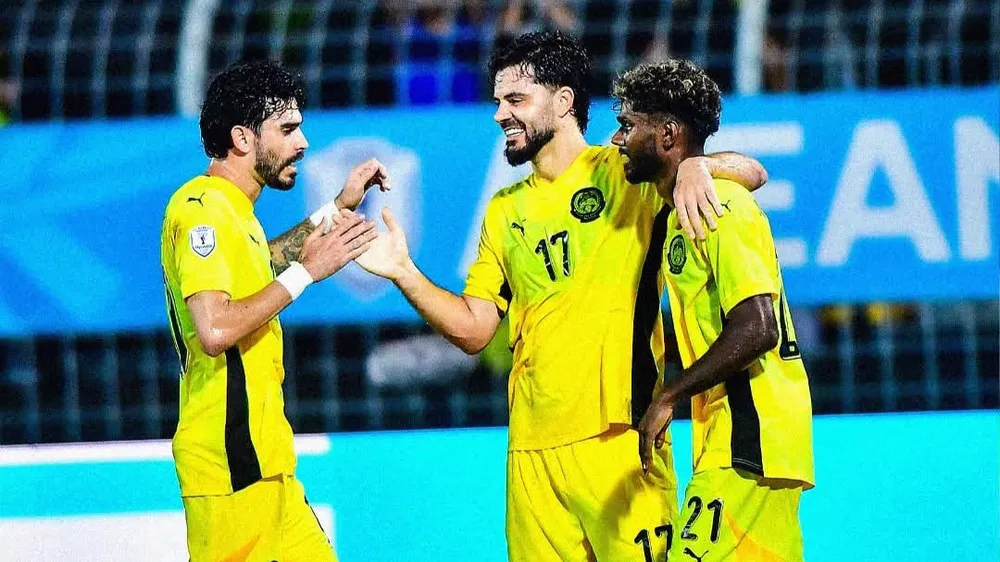 Tiền đạo đội trưởng gốc Brazil Paulo Josue (số 17) đã ghi 3 bàn thắng cho Malaysia tại ASEAN Cup 2026. ẢNH: FAM 