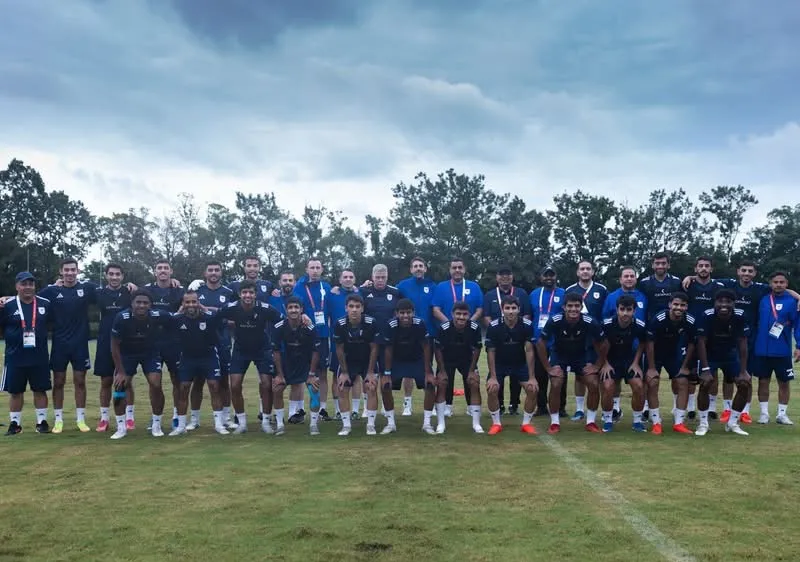 U23 Kuwait tập luyện ở buổi cuối cùng trước trận gặp U23 Việt Nam với 20 cầu thủ. ẢNH: KFA