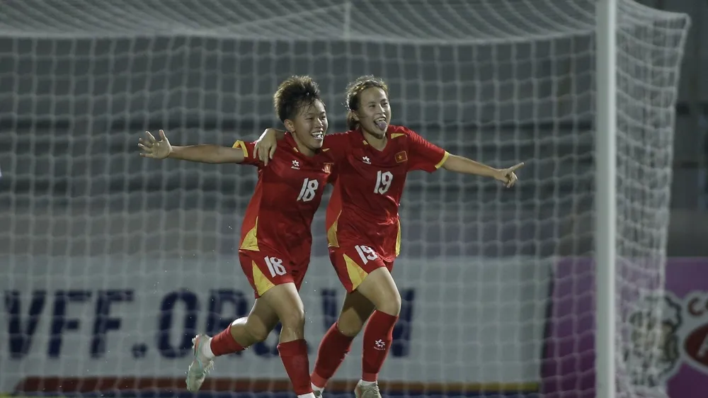U17 nữ Việt Nam hoàn thành mục tiêu đoạt vé dự vòng chung kết U17 nữ châu Á 2027. ẢNH: DŨNG PHƯƠNG