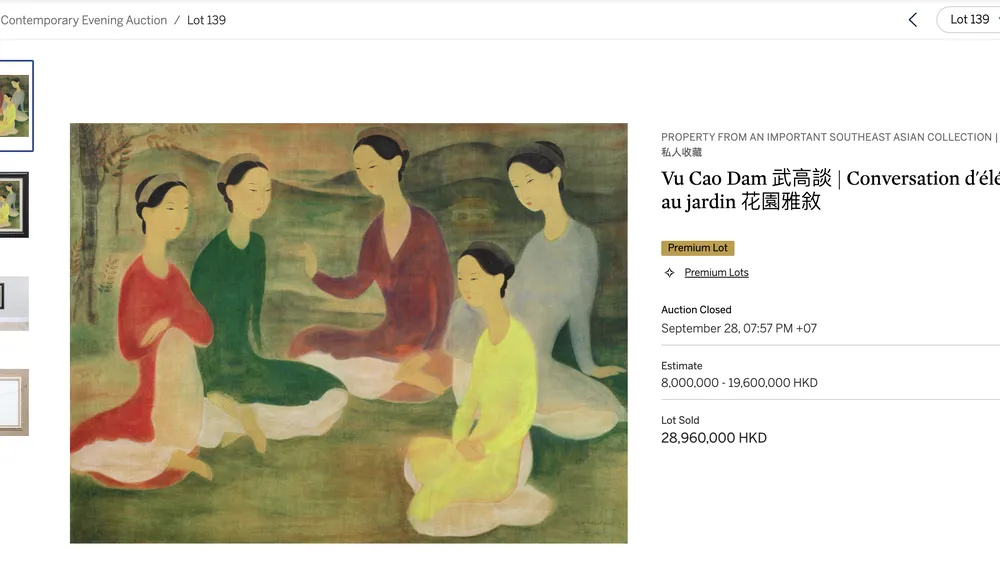  Một bức tranh Việt được bán 3,69 triệu USD trên sàn đấu giá