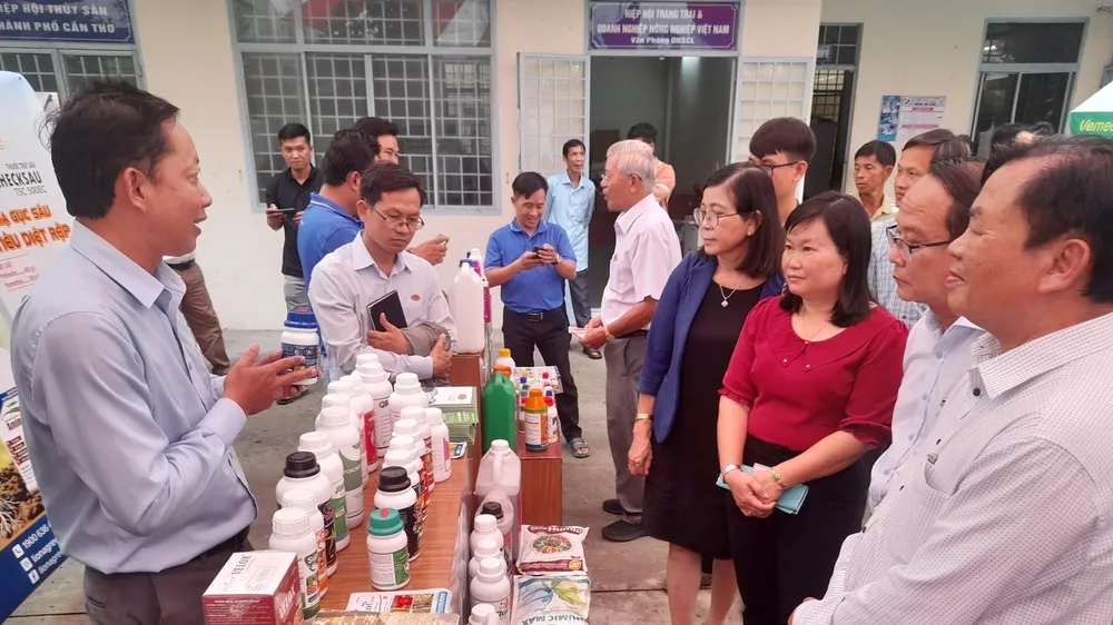 Các đại biểu tham quan gian hàng trưng bày tại lễ khởi động 
