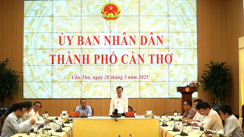 Chủ tịch UBND TP Cần Thơ Trương Cảnh Tuyên phát biểu tại hội nghị