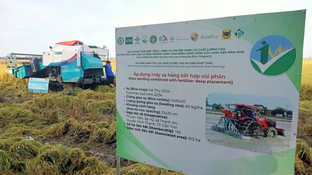 Bảng hướng dẫn Áp dụng máy sạ hàng kết hợp vùi phân trên ruộng lúa nông dân ĐBSCL
