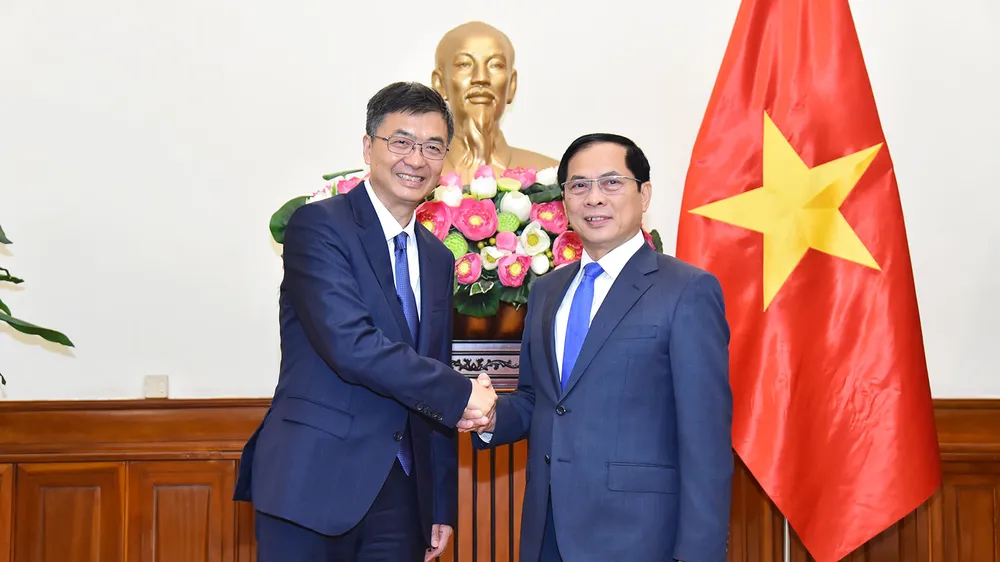 Phó Thủ tướng, Bộ trưởng Bộ Ngoại giao Bùi Thanh Sơn hội đàm với Bí thư Quảng Tây Trần Cương