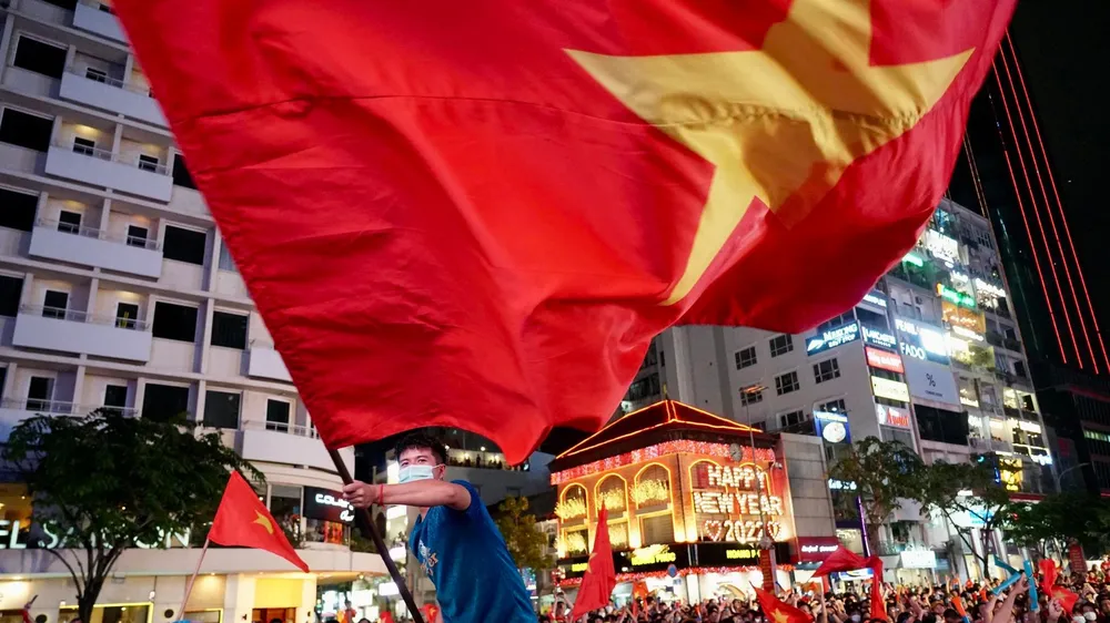 Niềm vui vỡ oà sau bàn thắng vào lưới U23 Thái Lan đưa U23 Việt Nam vô địch bóng đá SEA Games 2 kỳ liên tiếp. Ảnh: HOÀNG HÙNG 