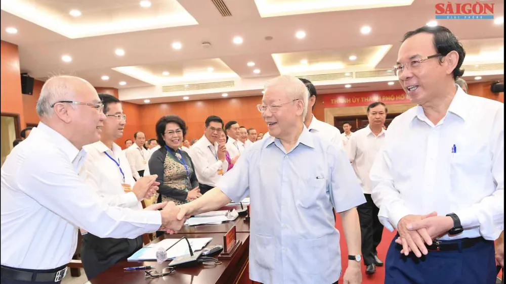 Tổng Bí thư Nguyễn Phú Trọng thăm và làm việc với Thành ủy TPHCM, ngày 23-9-2022. Ảnh: VIỆT DŨNG
