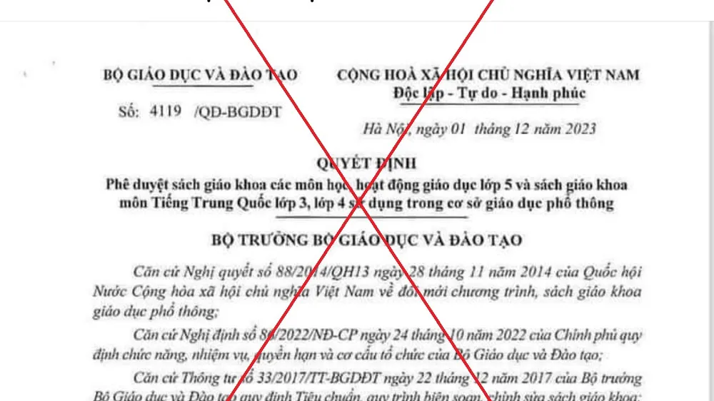 Một trong nội dung xuyên tạc về quyết định phê duyệt sách giáo khoa tiếng Trung Quốc mà Bộ GD-ĐT chỉ ra