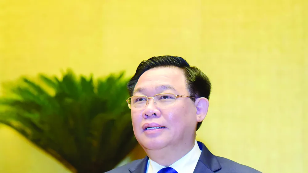 Chủ tịch Quốc hội Vương Đình Huệ phát biểu tại hội nghị. Ảnh: VIẾT CHUNG