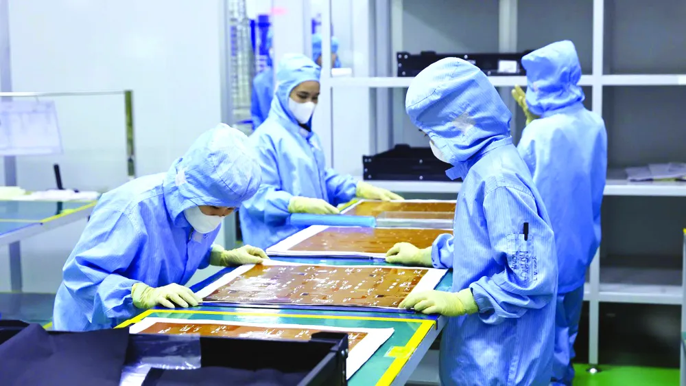 Công ty TNHH Doosan Electro-Materials Việt Nam (KCN Đại An, tỉnh Hải Dương) là một doanh nghiệp FDI Hàn Quốc sản xuất bảng mạch, thiết bị bảng mạch điện tử. Ảnh: VIẾT CHUNG
