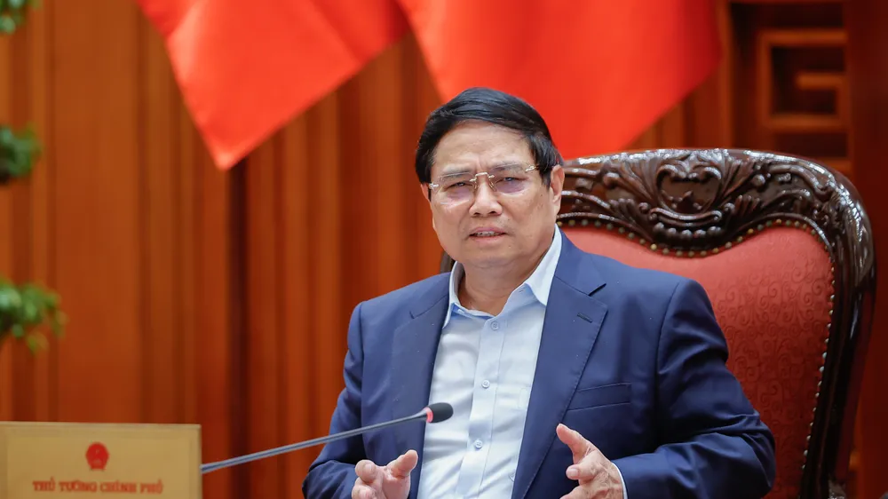 Thủ tướng Phạm Minh Chính, Trưởng Ban chỉ đạo về trung tâm tài chính khu vực và quốc tế tại Việt Nam (BCĐ), chủ trì phiên họp thứ nhất của BCĐ. Ảnh: VGP