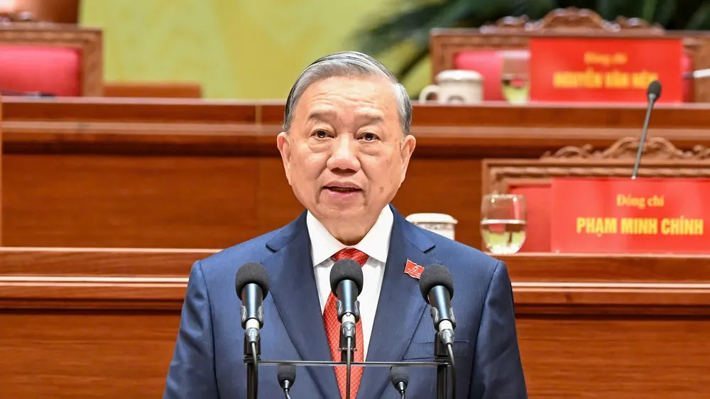 Tổng Bí thư Tô Lâm phát biểu phiên bế mạc, chiều 23-1. Ảnh: VIẾT CHUNG