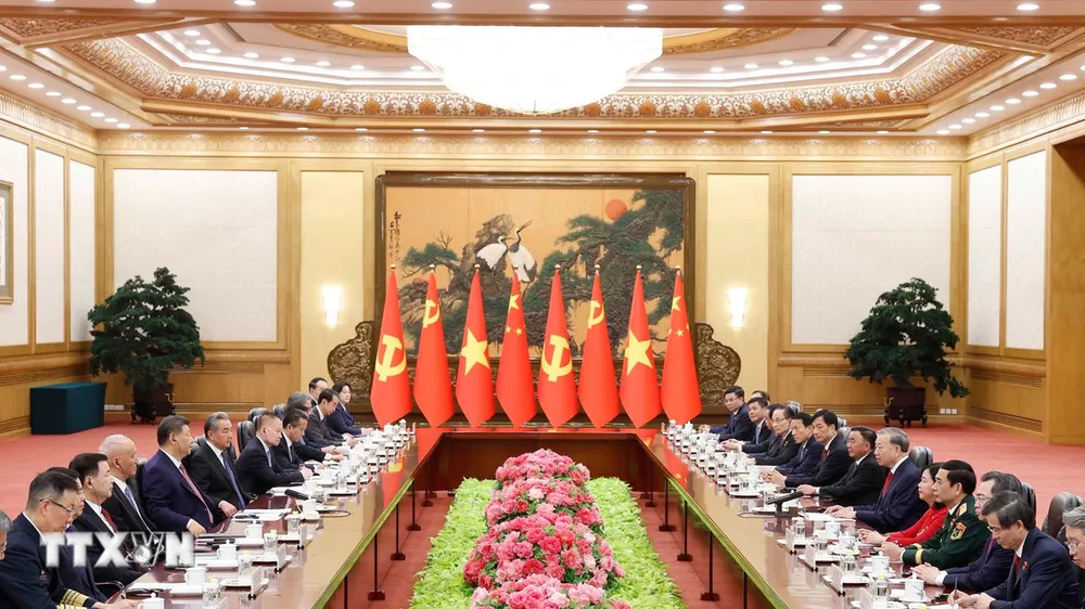 Tổng Bí thư, Chủ tịch nước Tô Lâm hội đàm với Tổng Bí thư, Chủ tịch nước Trung Quốc Tập Cận Bình. Ảnh: TTXVN