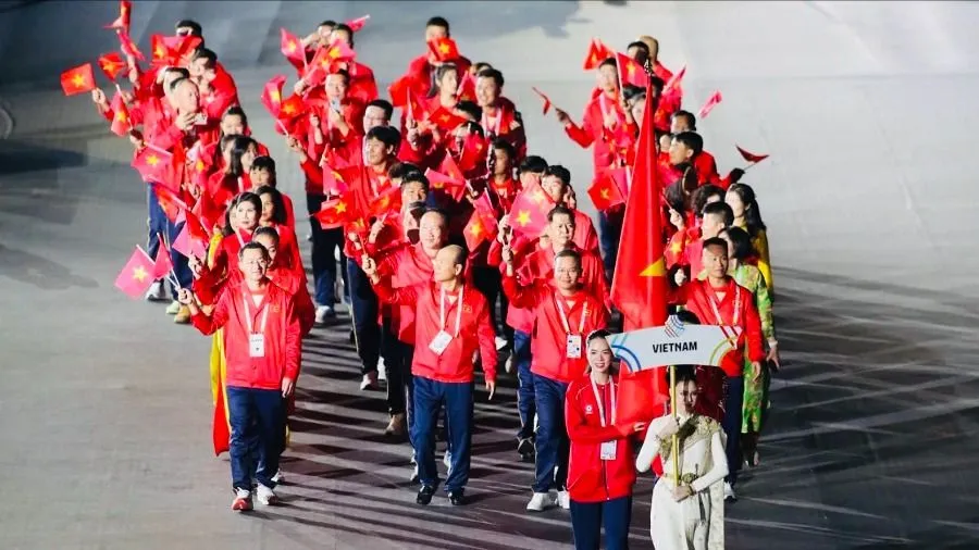 Đoàn thể thao Việt Nam tại Lễ khai mạc SEA Games 33-2025. Ảnh: ĐOÀN TTVN