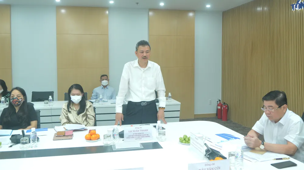 Chủ tịch HĐQT ACV Lại Xuân Thanh phát biểu tại buổi làm việc. Ảnh: CAO THĂNG