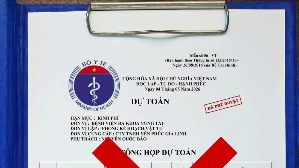 Một văn bản mạo danh Bệnh viện Đa khoa Vũng Tàu.
