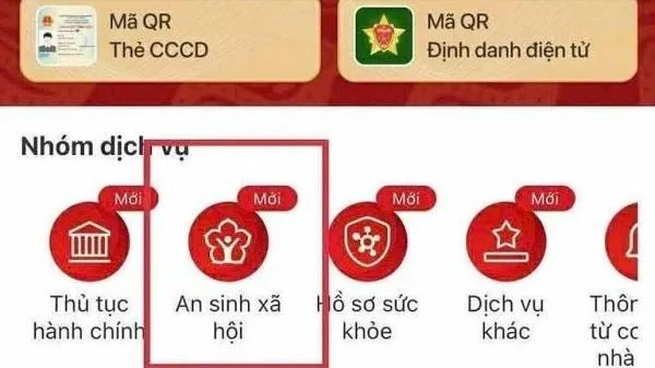 Tài khoản An sinh xã hội trên ứng dụng VNeID. Ảnh chụp màn hình