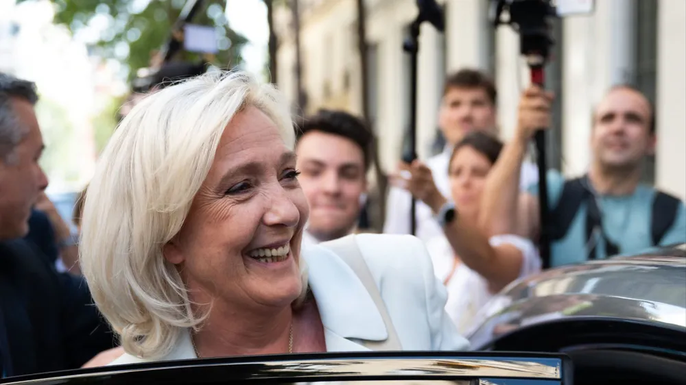 Bà Marine Le Pen tại Paris ngày 22-10, thời điểm bà công bố chiến dịch tranh cử tổng thống mới nhất. Ảnh: Jeanne Accorsini/Sipa/Shutterstock