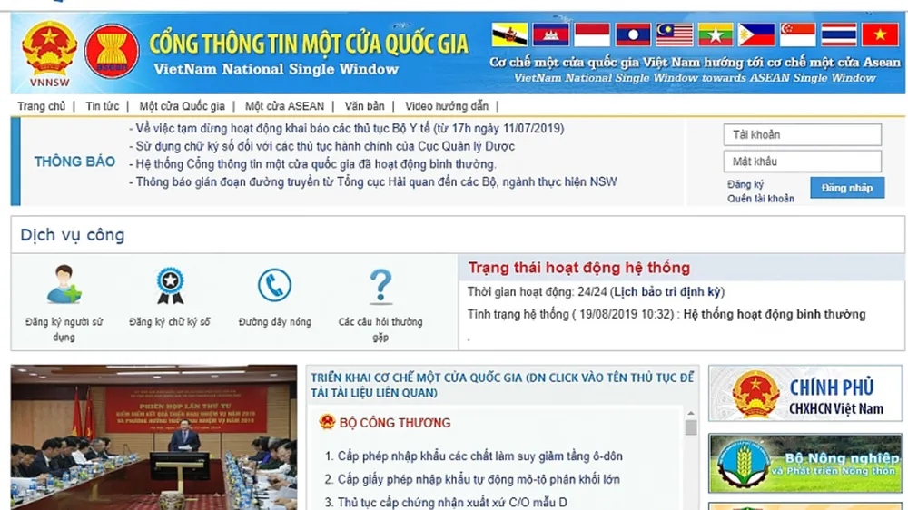 184 thủ tục hành chính tham gia Cơ chế một cửa quốc gia