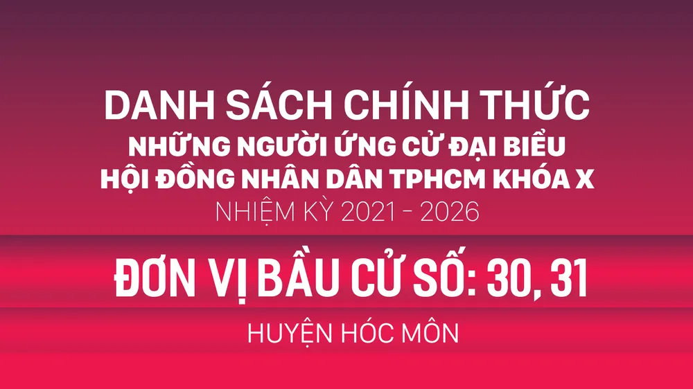 Đơn vị bầu cử số: 30, 31 (huyện Hóc Môn)