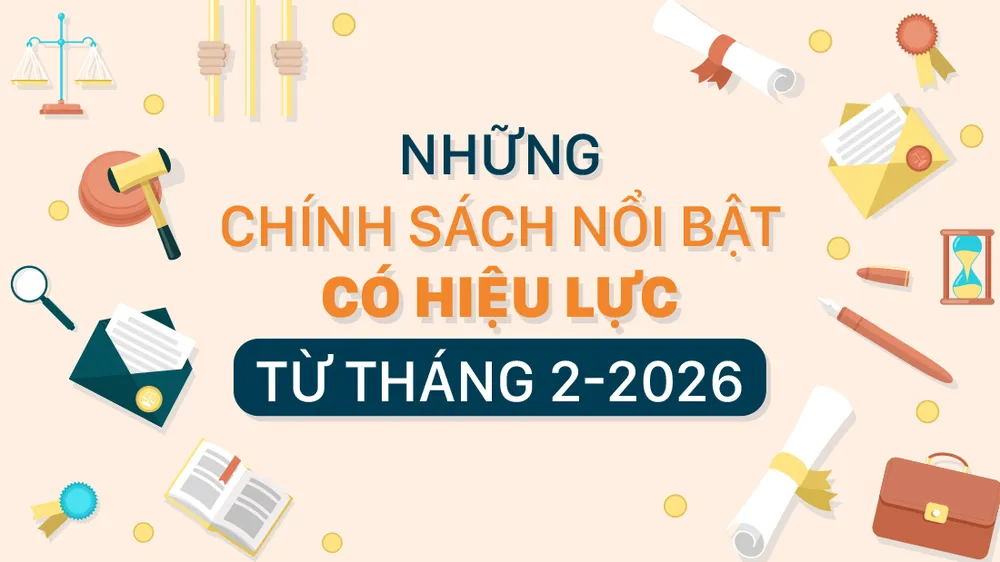 Những chính sách nổi bật, có hiệu lực từ tháng 2-2026