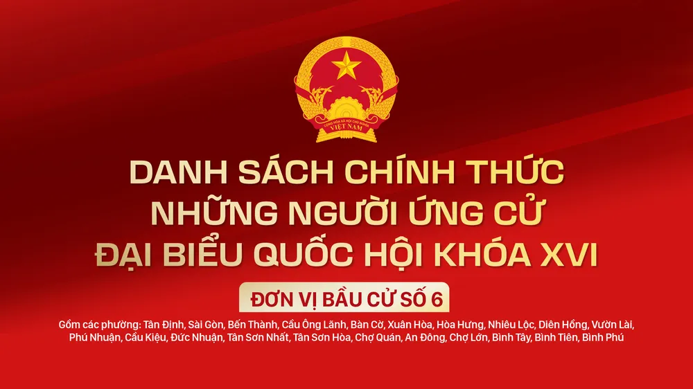 Danh sách chính thức những người ứng cử ĐBQH khóa XVI - Đơn vị bầu cử số 6