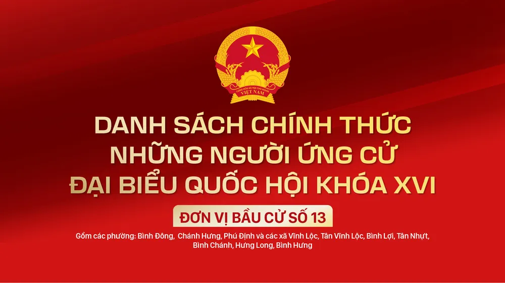 Danh sách chính thức những người ứng cử ĐBQH khóa XVI - Đơn vị bầu cử số 13