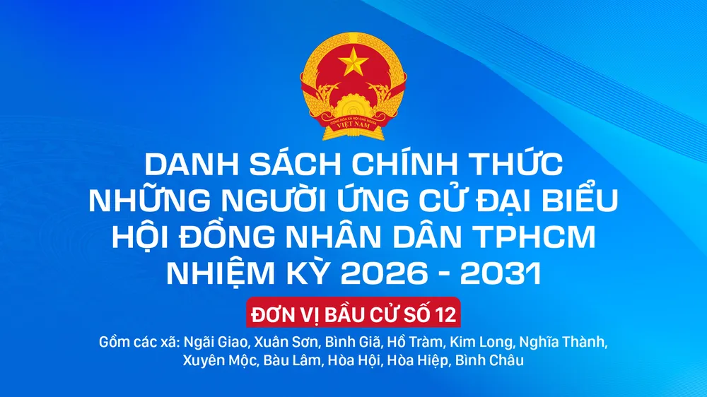 Danh sách chính thức những người ứng cử đại biểu HĐND TPHCM nhiệm kỳ 2026 - 2031 - Đơn vị bầu cử số 12