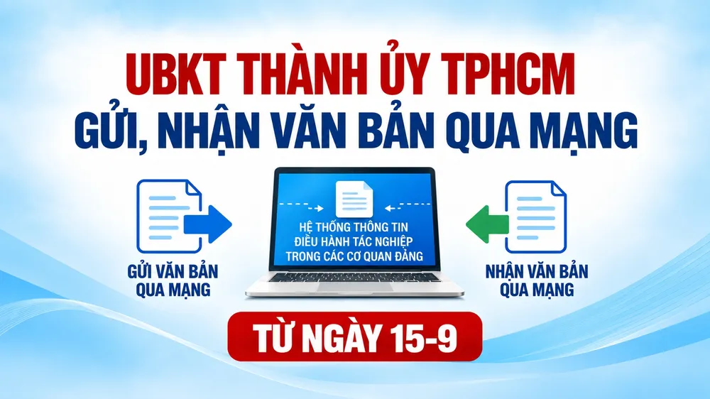 Ủy ban Kiểm tra Thành ủy TPHCM gửi, nhận văn bản qua mạng