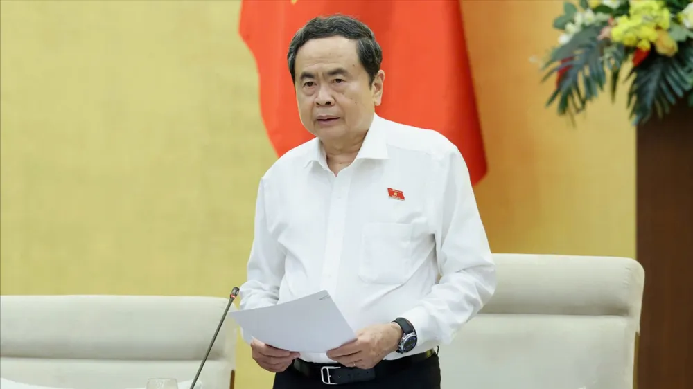 Chủ tịch Quốc hội Trần Thanh Mẫn phát biểu khai mạc phiên họp thứ 7 của Ủy ban Thường vụ Quốc hội chiều 1-10. Ảnh: QUANG PHÚC