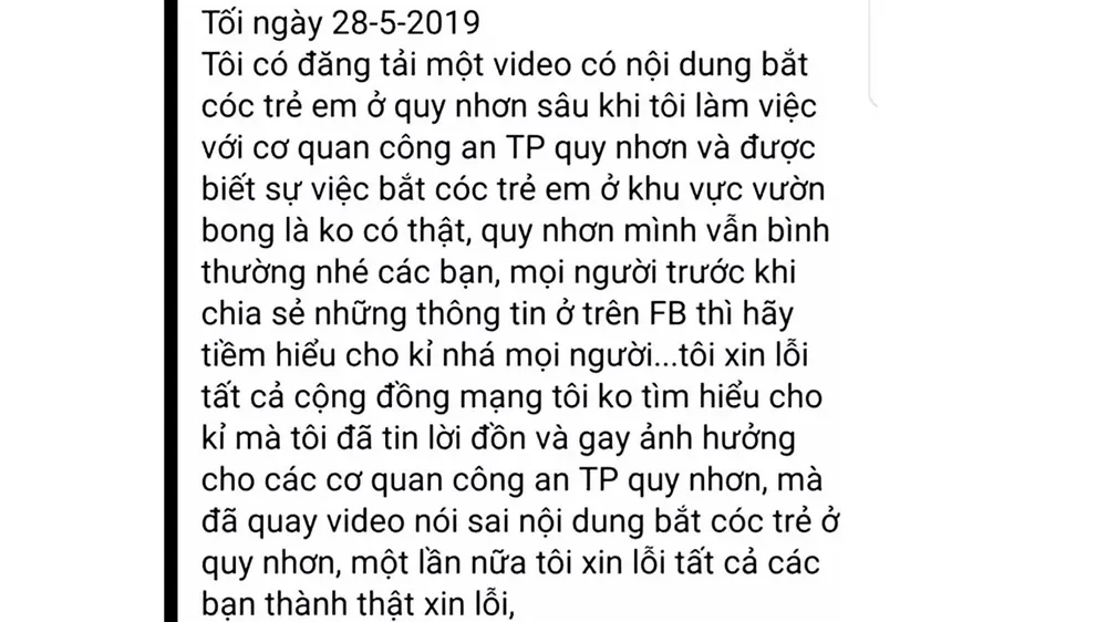 Lên facebook đăng tin bắt cóc trẻ em sai sự thât bị công an “sờ gáy"
