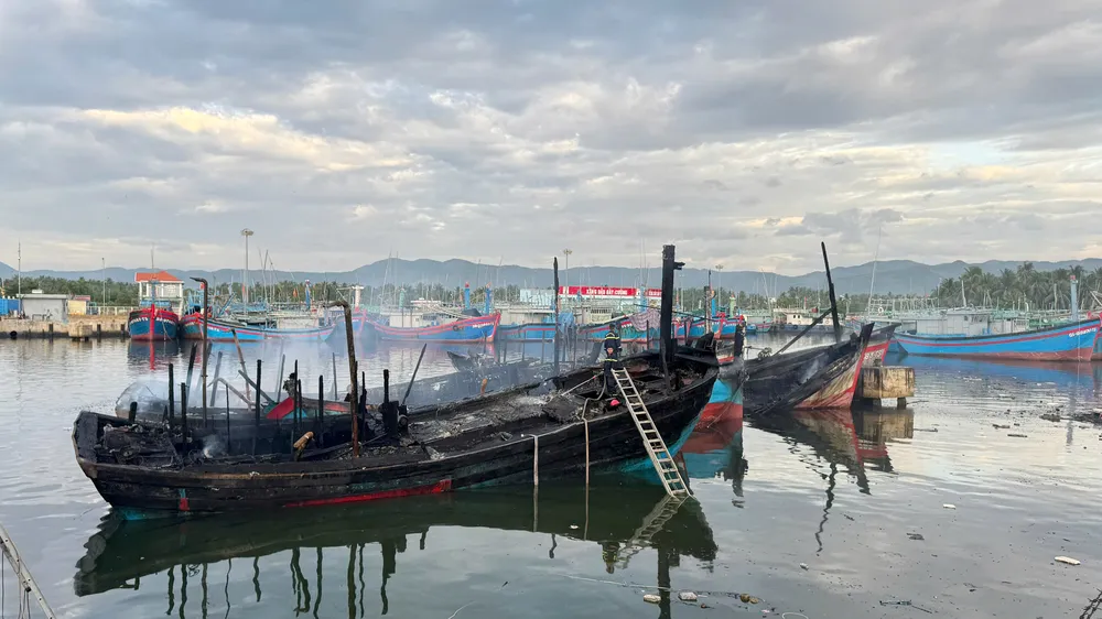 Điều tra nguyên nhân vụ cháy 8 tàu cá ở cảng Tam Quan