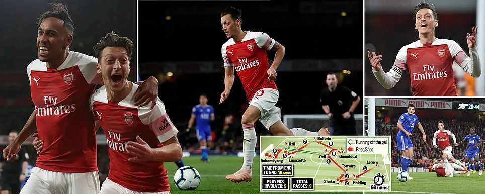 Arsenal - Leicester 3-1: Oezil gỡ hòa, Aubameyang lập cú đúp trong 3 phút