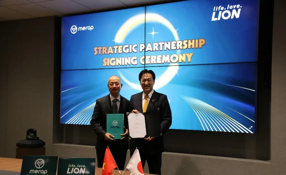 Ông Đào Xuân Dinh, Đồng sáng lập - Chủ tịch Merap và TS Itsuo Hama, Chủ tịch Lion Nhật Bản