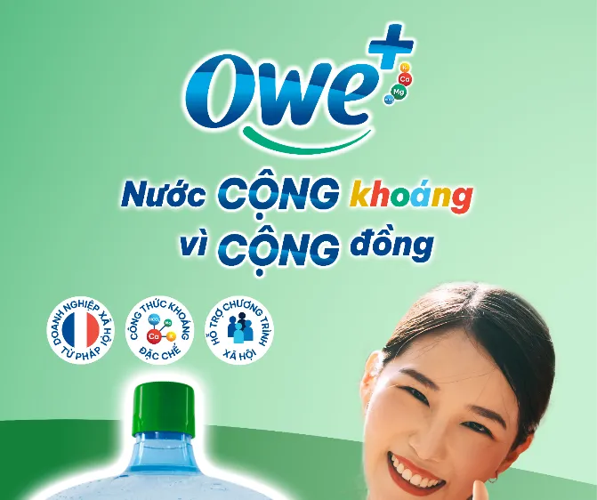 Nước bổ sung khoáng Owe+ tốt cho sức khỏe cùng cam kết xã hội
