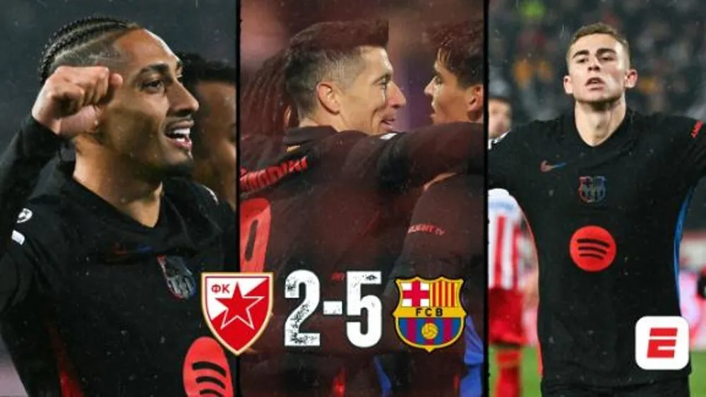 Sao Đỏ Belgrade vs Barcelona 2-5: Mãn nhãn 7 bàn thắng, Silas, Milson lập công, Martinez, Raphinha, Lopez đua tài, Lewandowski tỏa sáng cú đúp