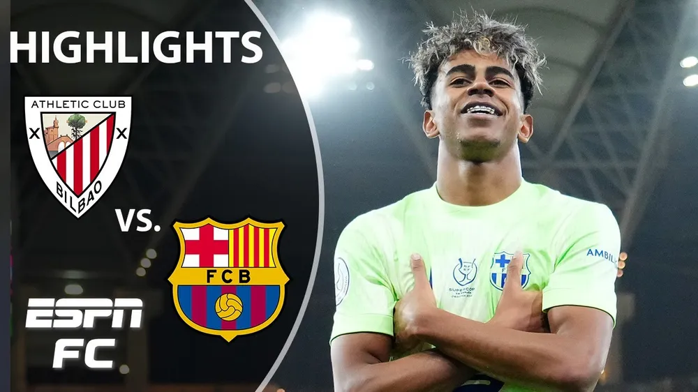 Athletic Bilbao vs Barcelona 0-2: Balde kiến tạo, Gavi khai bàn, Gavi kiến tạo, Yamal chốt hạ chiến thắng, Barca giành vé chung kết Spanish Supercup 2025 