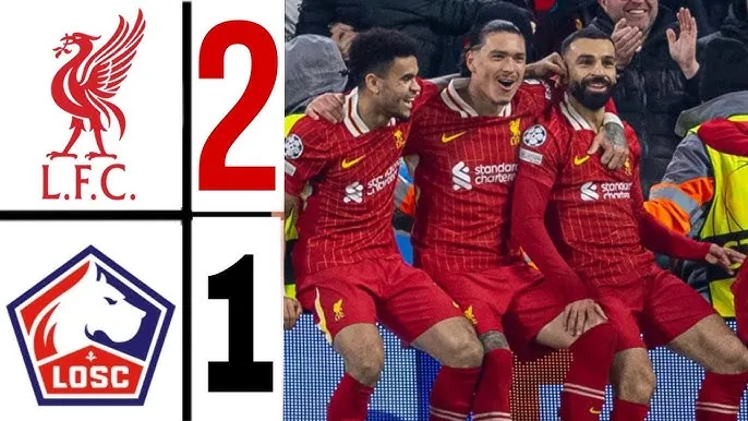 Liverpool vs Lille 2-1: Salah tỏa sáng bàn thắng thứ 50, Mandi nhận thẻ đỏ, David gỡ hòa, Elliott tung volley hạ thủ môn Chevalier, Liv giành gọn 3 điểm