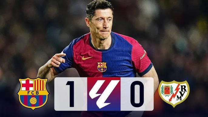 Barcelona vs Rayo Vallecano 1-0: Lewandowski ghi bàn duy nhất trên chấm penalty, De Frutos suýt gỡ hòa phút cuối, Barca vượt Real xếp đầu La Liga dù bằng điểm 