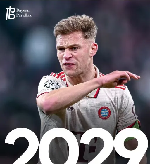 Joshua Kimmich khoác áo Bayern Munich từ 2015, 429 lần ra sân, ghi 43 bàn thắng và 114 pha kiến ​​tạo, 8 lần đăng quang Bundesliga, Bayern gia hạn Kimmich đến 2029