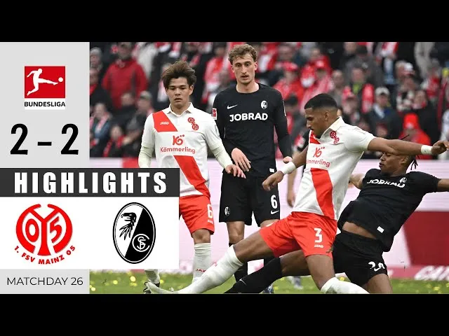 Mainz 05 vs Freiburg 2-2: Jonathan Burkardt mở bàn, Dominik Kohr nhận thẻ đỏ, Gregoritsch gỡ hòa, Hanche-Olsen lập công, Lukas Kubler lập tức cứu thua