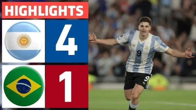Argentina vs Brazil 4-1: Alvarez sớm mở bàn phút thứ 4, Enzo, Mac Allister, Simeone lần lượt tỏa sáng, Argentina tạm dẫn đầu bảng, hơn Ecuador 8 điểm