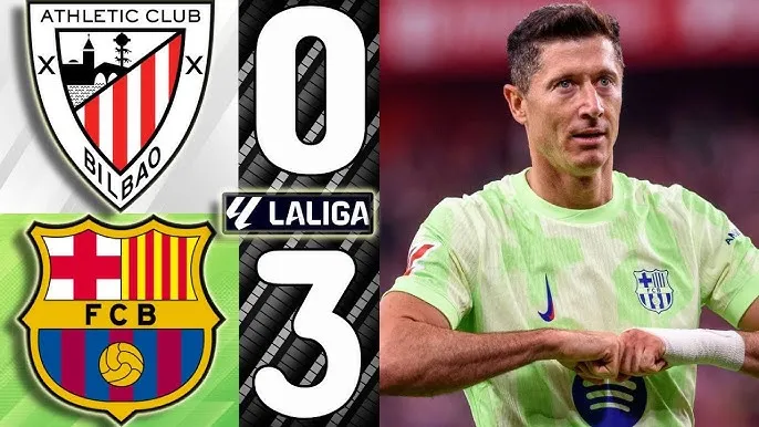 Athletic Bilbao vs Barcelona 0-3: Lewandowski xuất thần cú đúp trong 17 phút, Olmo chốt hạ chiến thắng trên chấm penalty, Barca khép lại mùa giải La Liga 2024/25 thành công