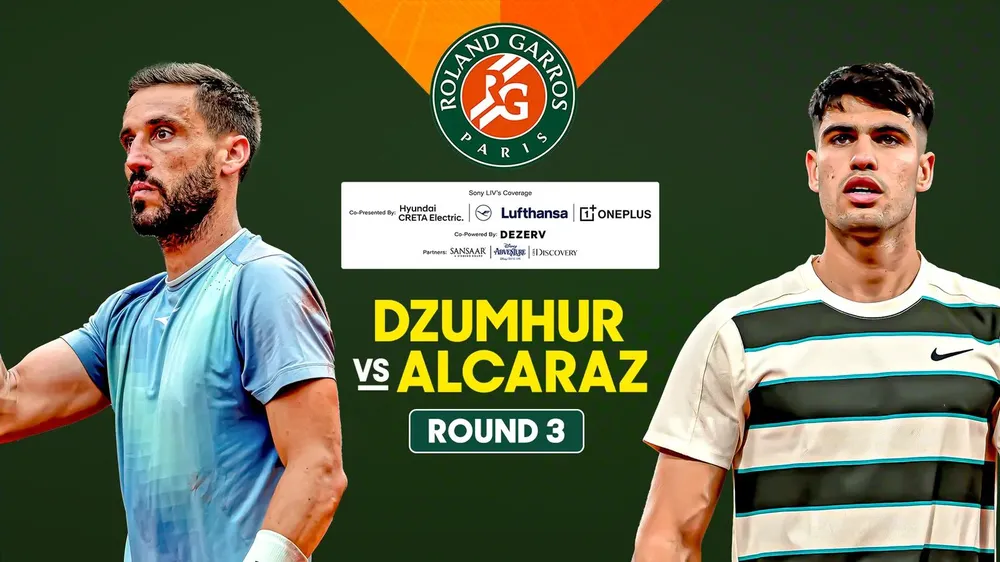 Damir Dzumhur vs Carlos Alcaraz 1-6, 3-6, 6-4, 4-6: Chật vật hạ Dzumhur, Alcaraz tiếp tục đối đầu với Ben Shelton ở vòng 4 Roland Garros 2025