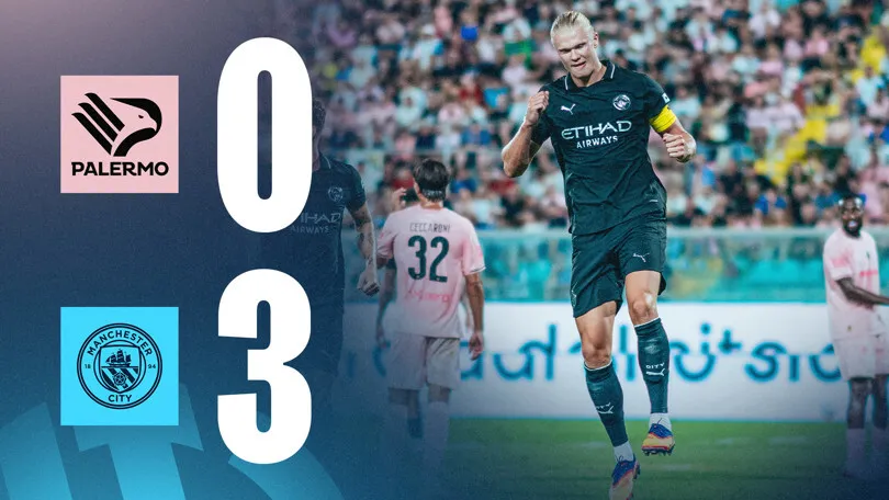 Giao hữu, Palermo vs Man City 0-3: Haaland dứt điểm gọn gàng mở bàn, Reijnders xuất thần cú đúp, "The Citizens" có chiến thắng gọn gàng