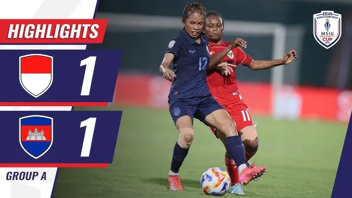 Nữ Indonesia vs Nữ Campuchia 1-1: Hấp dẫn hiệp 2, Maysam tạt bóng, Saody đánh đầu bất ngờ mở bàn, Nurrohmah gỡ hòa, Indonesia và Campuchia bị loại