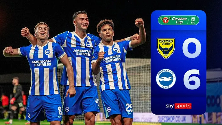 Oxford United vs Brighton 0-6: Olivier Boscagli mở bàn, Brajan Gruda, Diego Gomez, Stefanos Tzimas, Tom Watson đua tài ghi 6 bàn thắng 